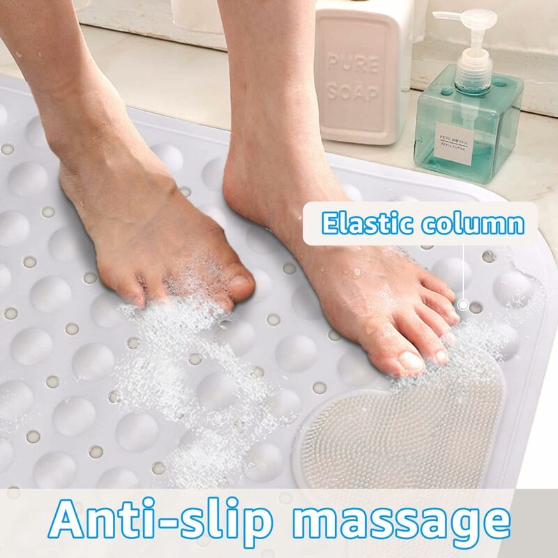 Tappetino Doccia Antiscivolo 70x40 Cm - In TPE, Con Ventose, Massaggiante, Lavabile, Bianco - Foto 8