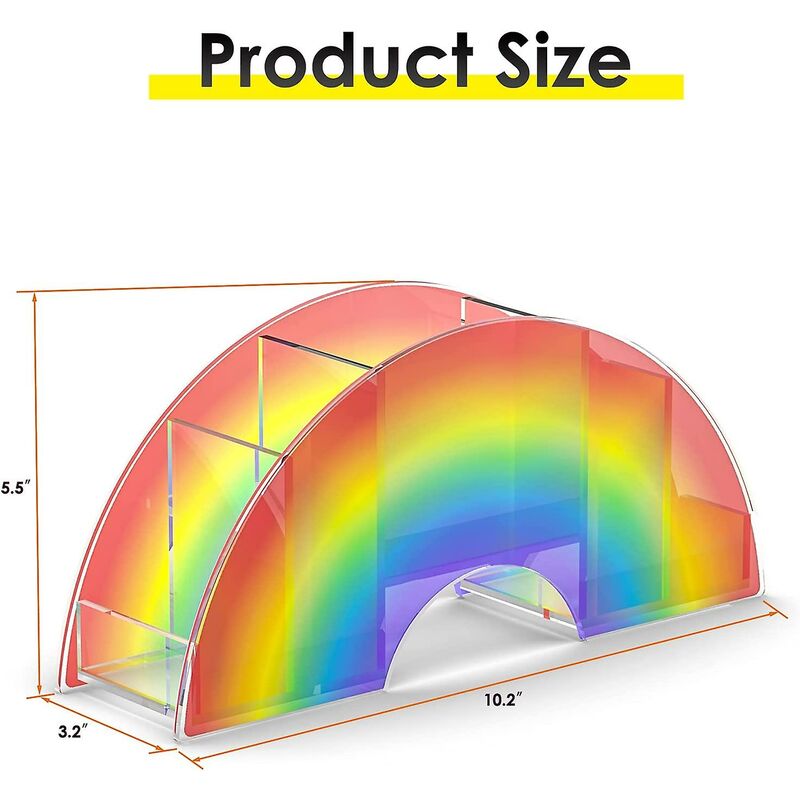 Astuccio Portapenne Arcobaleno Con Glitter - Grande Capacità, Con Pompon, Per Scuola E Ufficio - copertina