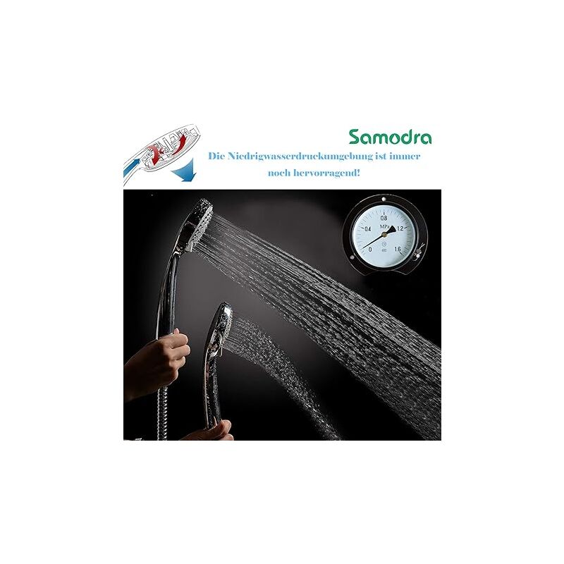 Soffione Doccia Alta Pressione BOCHION - 3 Modalità Getto, Tubo 2m, Risparmio Idrico 60%, Cromato - Foto 10