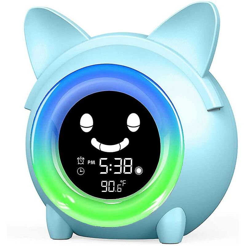 HSDSH Sveglia digitale per bambini, con luci colorate, sveglia silenziosa, senza ticchettio, per camera da letto, con luce a LED e luce notturna (blu