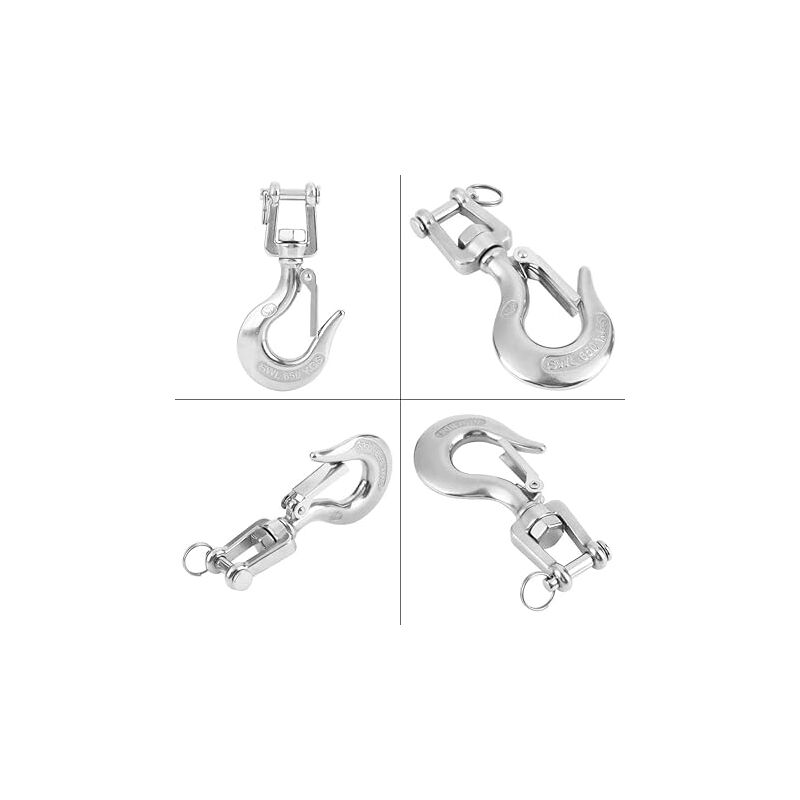 Gancio Girevole Per Paranco, Tipo Americano, Acciaio Inox 304, Portata 650 Kg, Argento