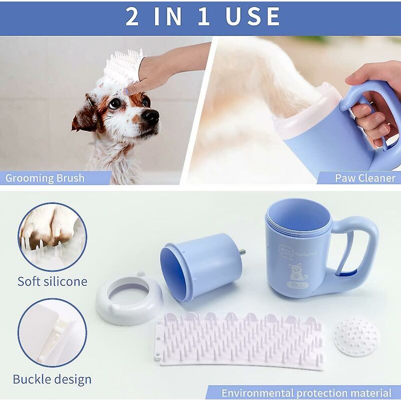 Pulitore Zampe Per Cani E Gatti - Tazza In Silicone Con Setole Morbide, Celeste! - Foto 9