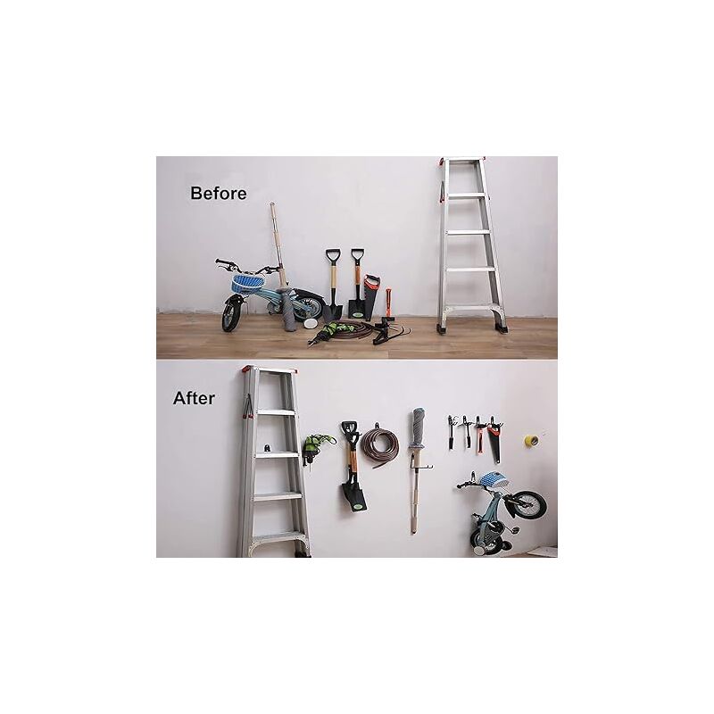 6 Ganci Per Scale E Oggetti Pesanti - Braccio Da 28 Cm, Portata 25 Kg, Per Garage, Magazzino, Casa - Foto 7