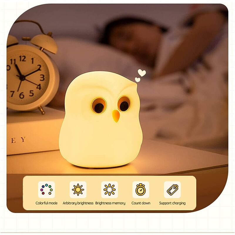 MegaLight Luce notturna LED per bambini | Luce notturna per bebè OMOLOGATA GIOCATTOLO | Luce da allattamento con cambio colore RGB dimmerabile touch | Lampada da notte USB EFFETTO SONORO | Diggy