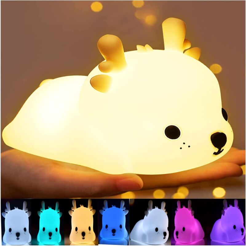 Luce Notturna Cervo Alce per Bambini Silicone Multicolore, LED Portatile  Kawaii Baby, 7 Modalità di Illuminazione Cambia Colore, Tocco Sensibile,  Camera da Letto per Adulti e Bambini, Porta di Ricaric