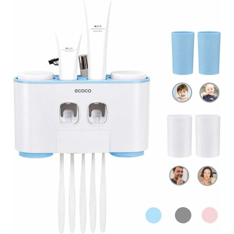 Portaspazzolini Da Parete Con Dispenser Dentifricio - 6 Slot, 2 Tazze Magnetiche Grigio - Foto 9