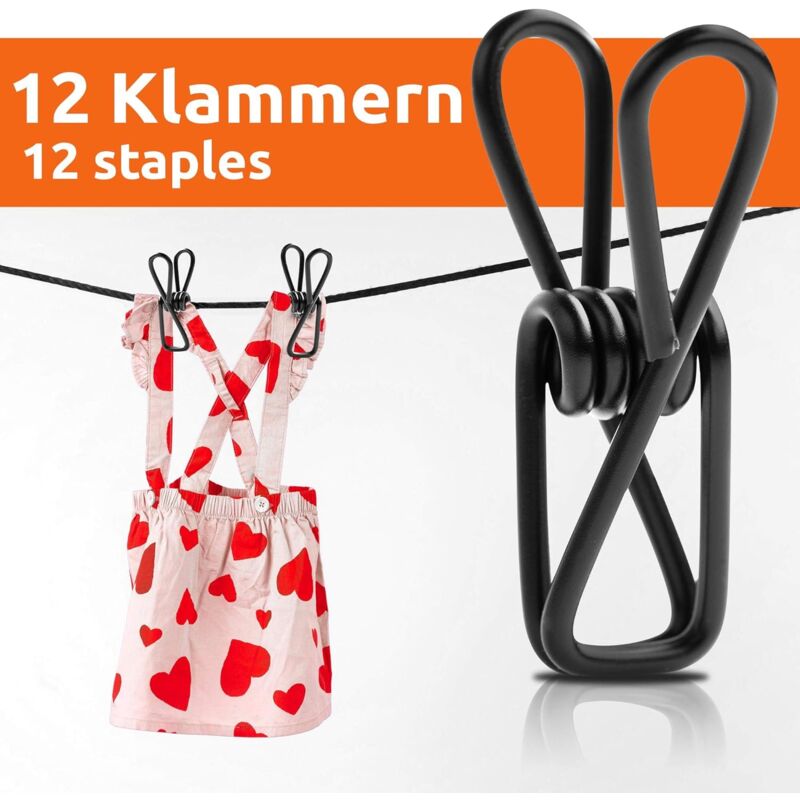 Stendibiancheria Esterno Retrattile - 2 Pezzi Con 12 Clip, Regolabile Per Interno Ed Esterno