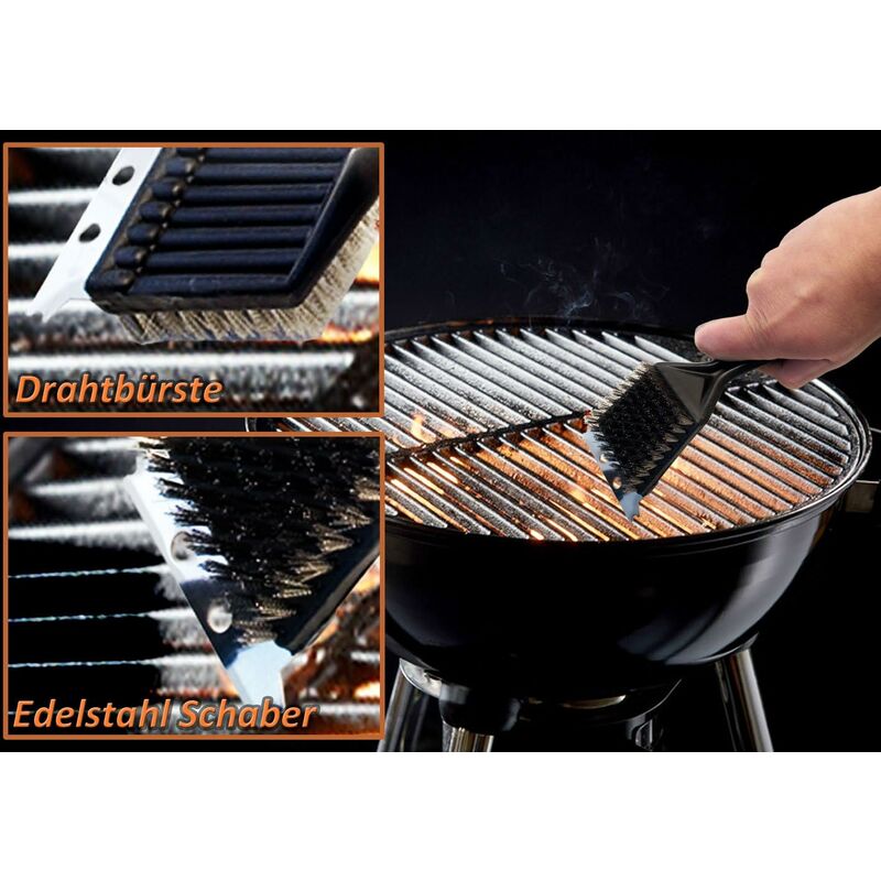 Set 2 Spazzole Per Griglia - Testine In Metallo Con Raschietto Per Barbecue - Foto 5