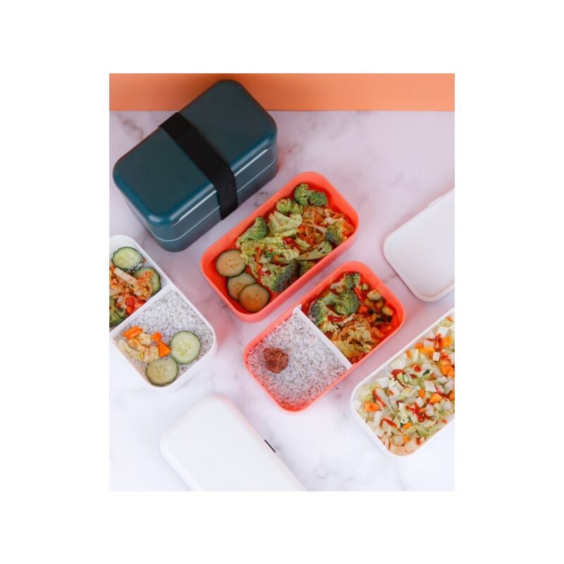 Lunch Box Nero Posate Bento Box 2 Scomparti Ermetici 1200 ML Lavastoviglie  a microonde Pranzo al sacco per bambini adulti