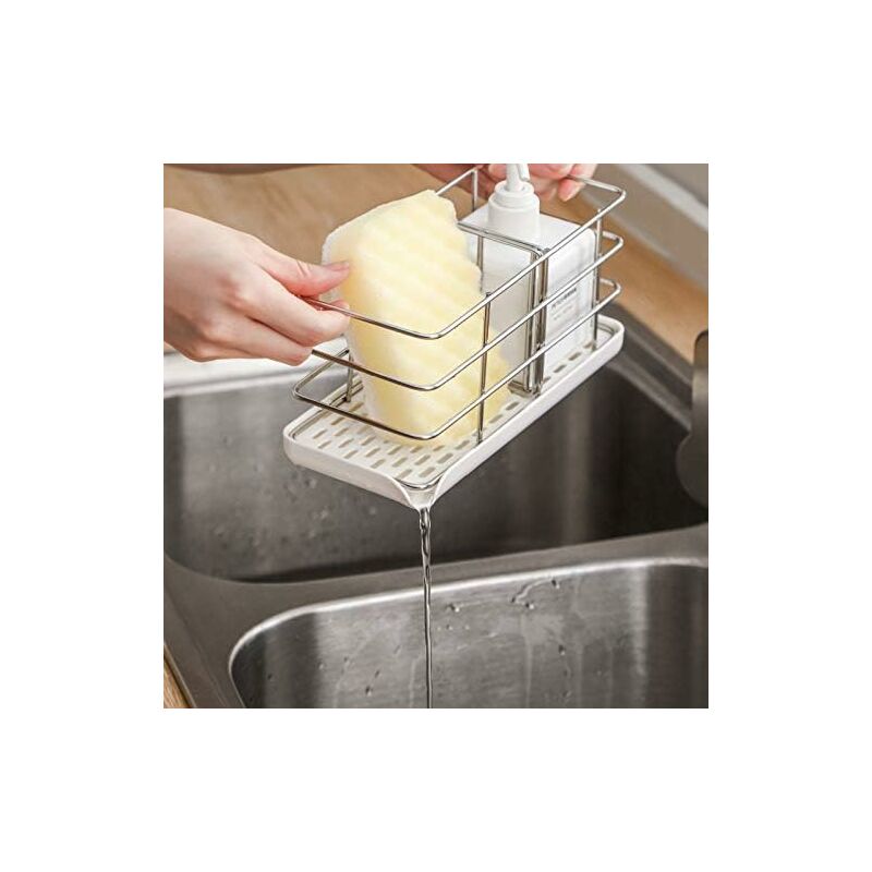 Supporto per spugna per lavello da cucina, in acciaio inox
