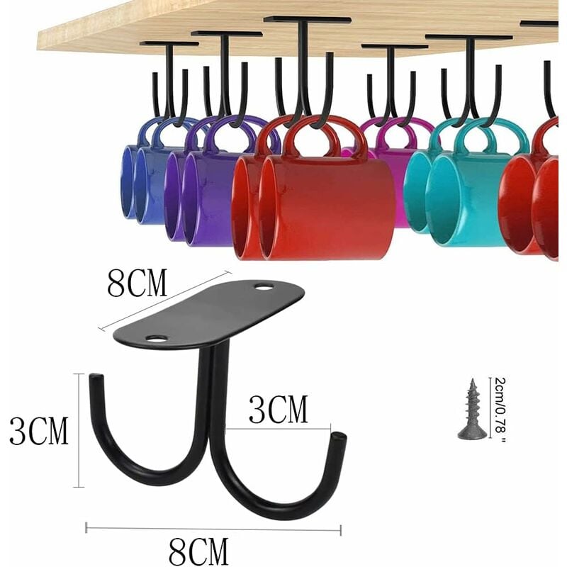 Stand Sospeso Porta Bicchieri Tazze 12 Ganci Portaoggetti Metallo  Multifunzione