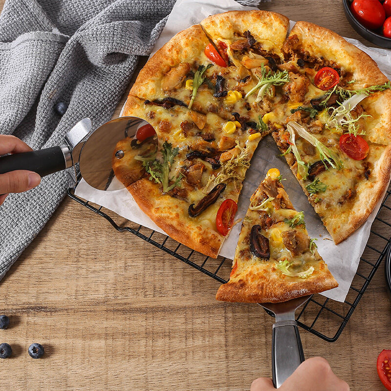 Pala tagliapizza in acciaio inossidabile a due pezzi con rullo pala per  pizza tagliapasta a una ruota con manico tondo