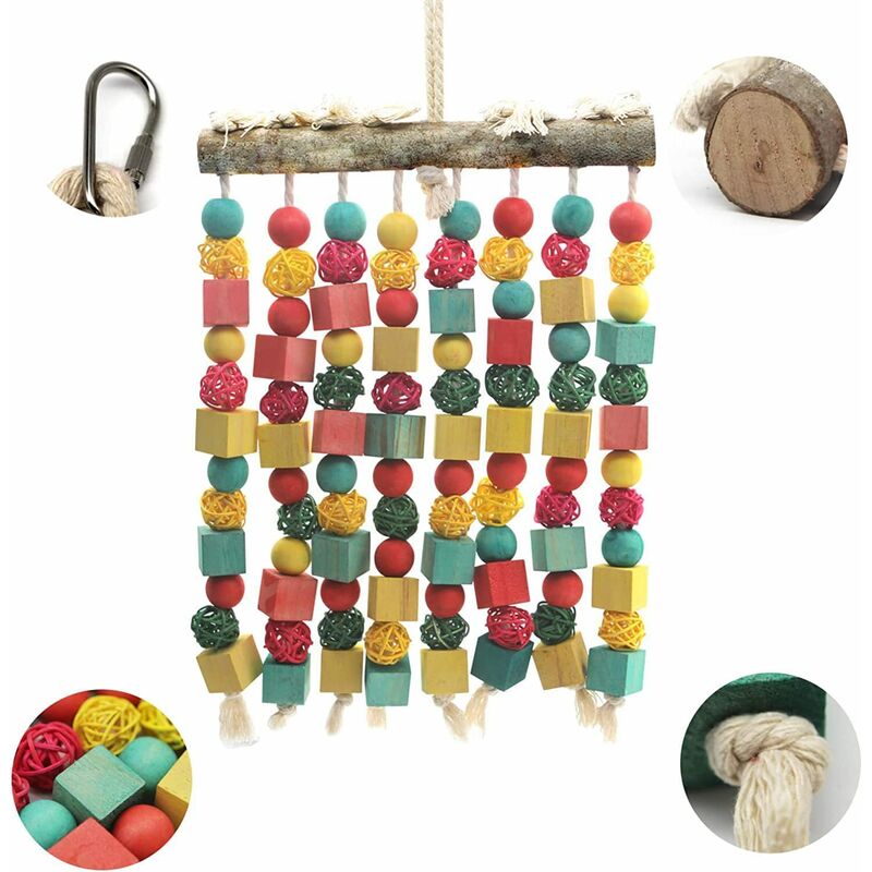 Giocattolo Da Masticare Per Pappagalli - Blocchi Di Legno Colorati Per Uccelli Medi E Grandi - Foto 10