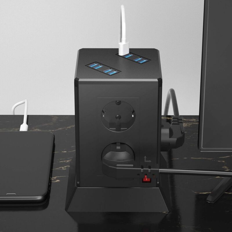 8 Prese + 2 Porte USB, Striscia Di Alimentazione CRST Resistente 1350J - Foto 3