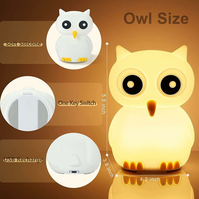 Luce Notturna LED Per Bambini A Forma Di Animaletto - Silicone Morbido, Ricaricabile USB, Multicolore Con Telecomando E Touch - 4