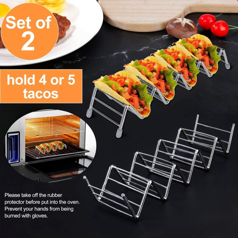 Telaio porta Tacos in acciaio inossidabile messicano a forma di W Pancake  Rack mais Hot Dog primavera rotolo Rack vassoio di ferro piatto porta Toast