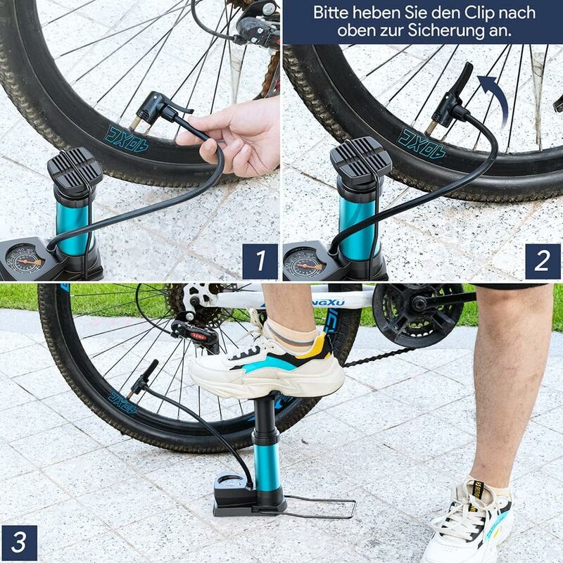 Mini pompa da bicicletta per valvole AV/DV/SV MTB E-Bike Racing, pompa a  pedale con manometro extra sensibile, pompa ad aria con adattatore per  palloni da basket-Blu