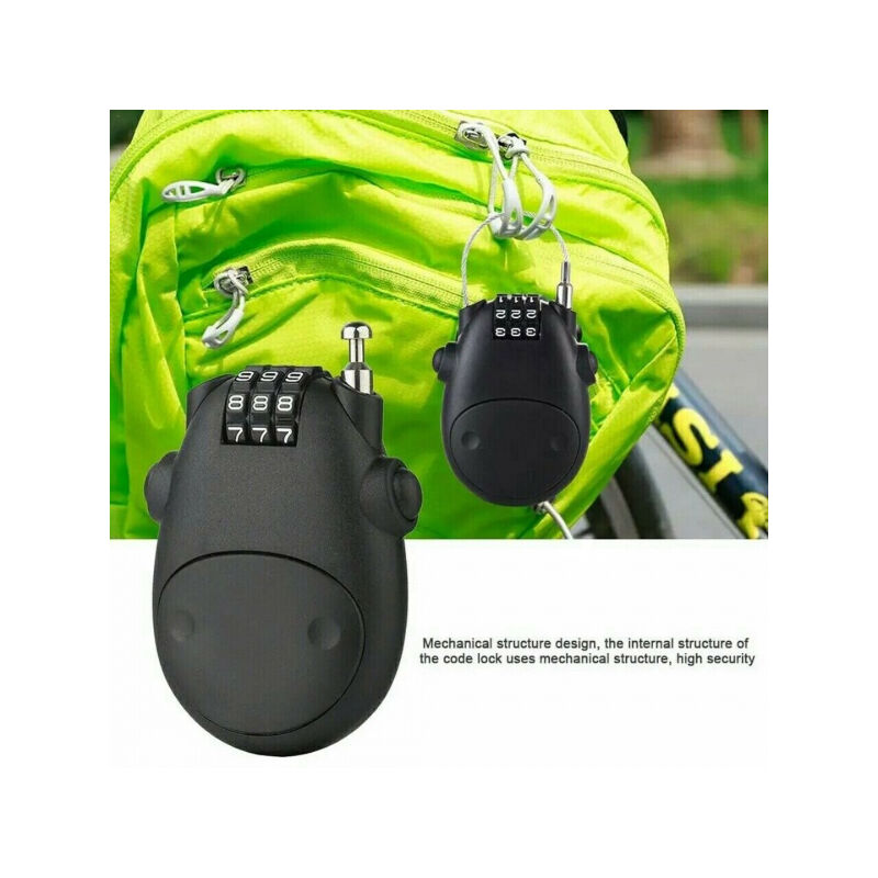 Lucchetto Bici Casco ROCKBROS A Combinazione - Cavo 150 Cm, 4 Cifre, Antifurto Per Casco, Passeggini - Foto 8