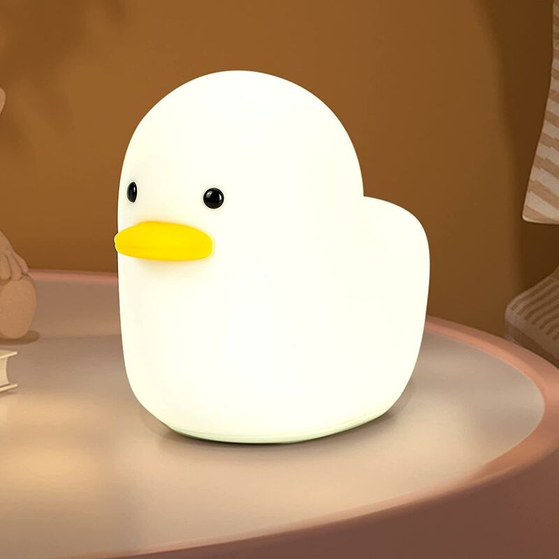 Luce Notturna Per Bambini A Forma Di Anatra Floreale - Silicone Morbido, LED Ricaricabile, Senza BPA - 2