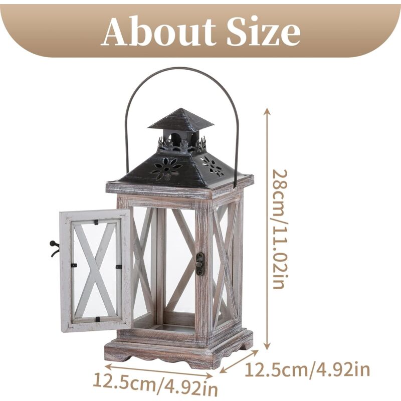 Lights4fun - Set di 2 Lanterne in Metallo Nero con Candele LED a Pile per Interni ed Esterni