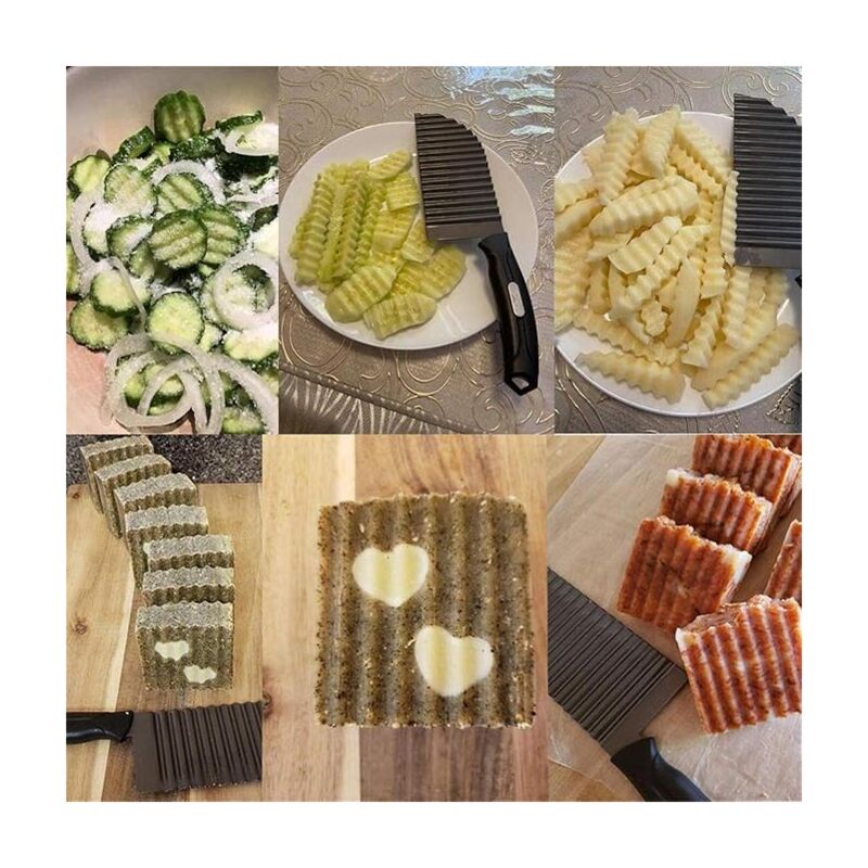 Multifunzione Affettatrice di Verdure Coltello Seghettato Coltello Crinkle  Bambini Insalata di Patate Chip Cutter Patatine Fritte