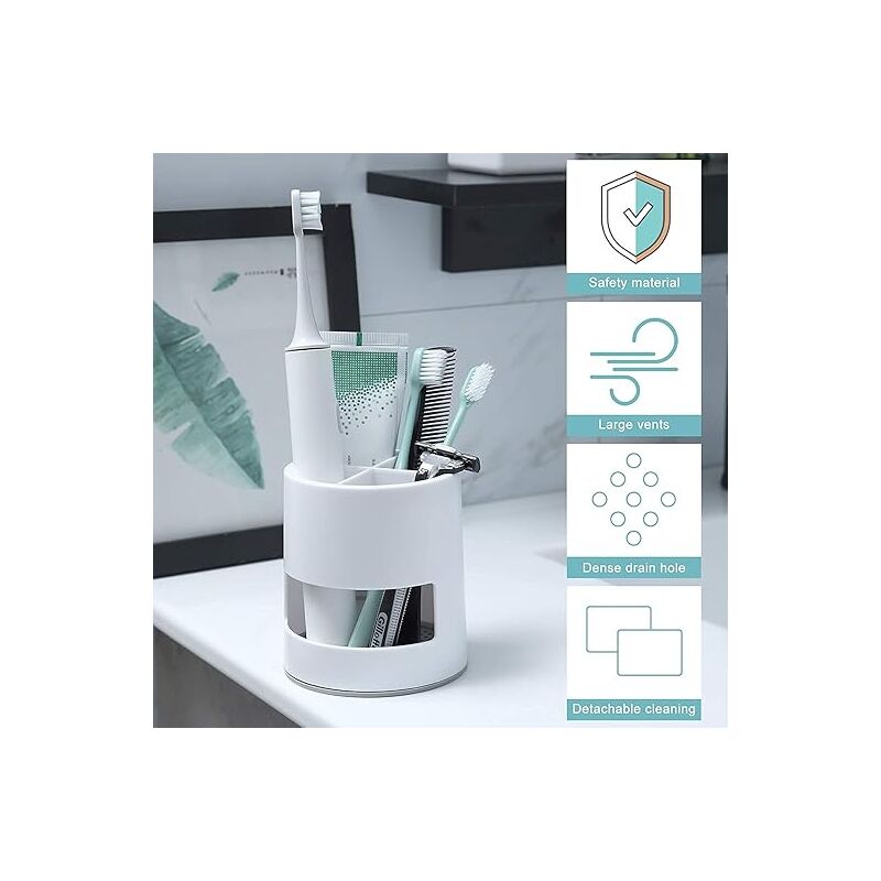 Portaspazzolino Da Bagno Ventilato Anti Muffa - Organizer Con Scarico Per Spazzolini E Dentifricio
