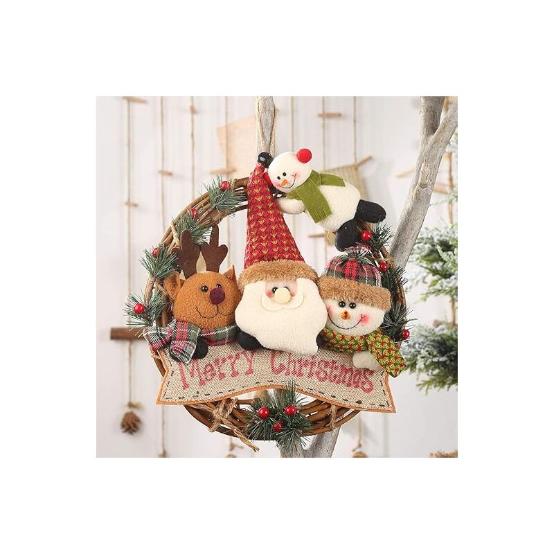 Ghirlanda di Natale Decorazione della porta, Ghirlanda di Natale Porta d'ingresso Ghirlanda appesa Pupazzo di neve Alce Parete Decorazione natalizia Decorazione da appendere alla finestra Soggiorno Ca