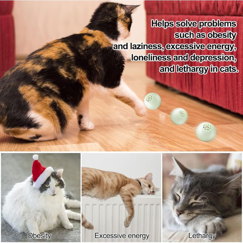 Giocattolo Interattivo Per Gatti Kyduu - Palla Automatica, 3 Modalit&agrave;, Ricaricabile USB