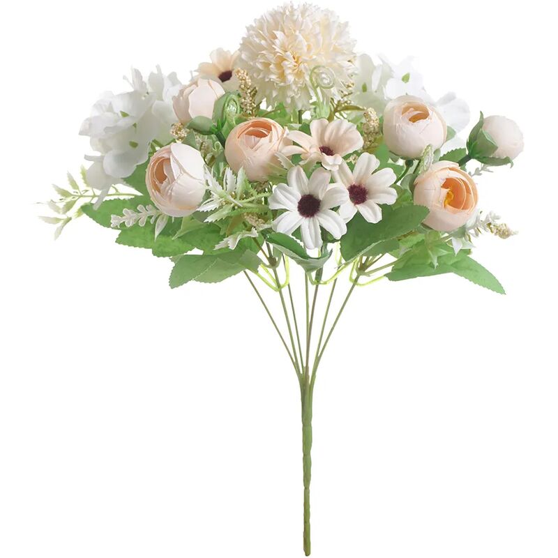 1 bouquet di fiori artificiali color champagne bianco