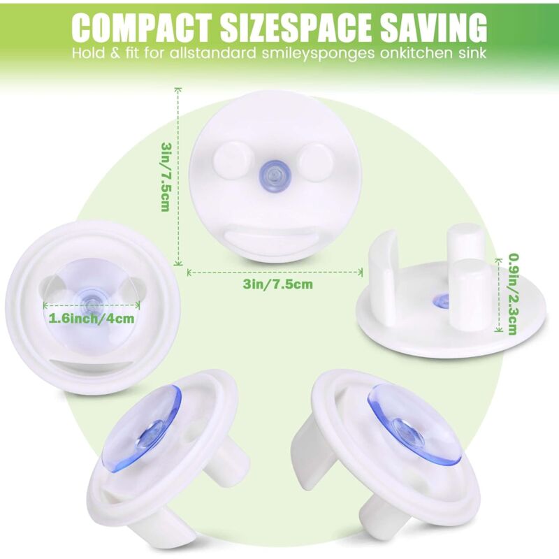 Portaspugne Da Cucina Con Ventose - 2 Pezzi Organizer Per Lavello Con Design Smiley - Foto 3