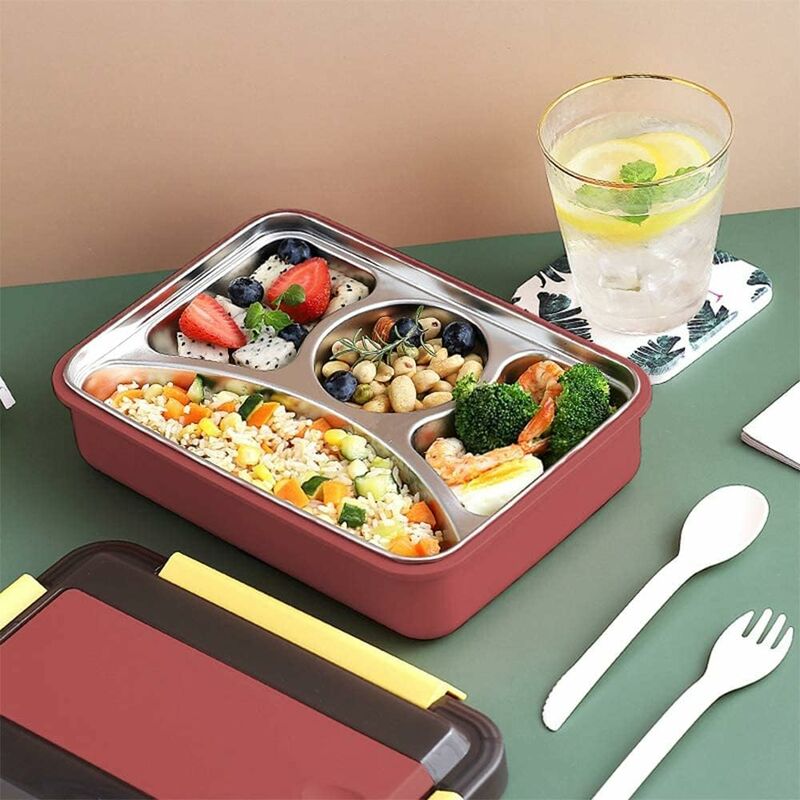 Bento Box 3 Strati Con Borsa Termica - 1500 Ml, Set Posate Incluso, Per Pranzo In Ufficio O Scuola - Foto 2