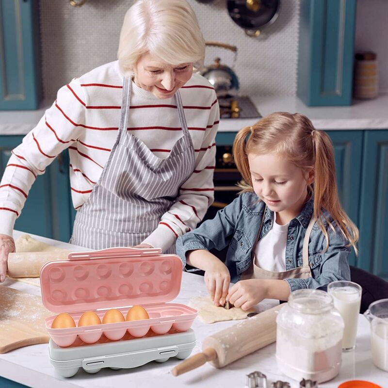 Contenitore Uova Frigorifero Plastica Portauova Rotolante Organizzatore Automaticamente Antiscivolo Risparmiare Spazio Bianco 2 Livelli per Cucina Casa 12-14 Uova