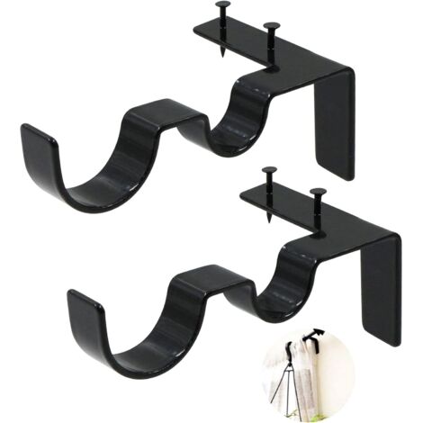 TEJATAN Staffe Per Asta Tenda - Set Da 8, Nero, Supporto A Parete Per Aste Ø 0,7-2,5 Cm