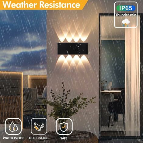 XIAJIA -12 W LED Applique da Parete Lampade da Parete Impermeabile IP65 con Luce Universale per la Decorazione della Casa Giardino di Lluminazione di Esterno e Illuminazione Interni (Bianco/Bianco