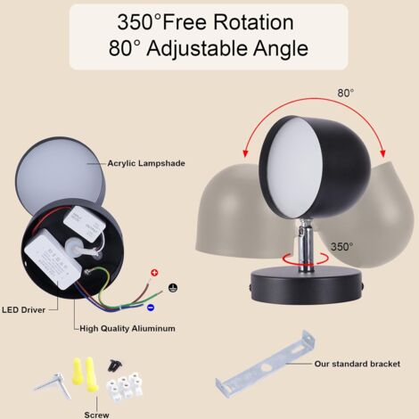 Lampada Da Parete LED Dimmerabile Con Porte USB E Type-C, 3W+9W Luce Calda, Per Lettura E Camera Da Letto (2 Pezzi Bianco)