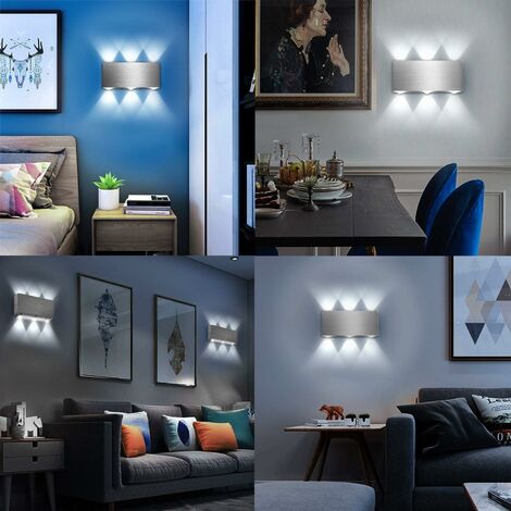 Lampada da parete a LED su e giù da 4 pezzi Lampada da parete per interni in alluminio nero 6W 3000K per scala della camera da letto | Leroy Merlin