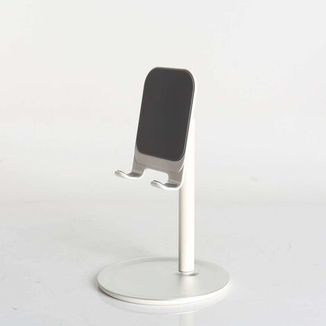 PUJUDODA Supporto Telefono Da Tavolo Regolabile In Altezza E Angolo - Pieghevole Per IPhone E Smartphone 4-6.5 Pollici, Base Stabile In Metallo, Bianco