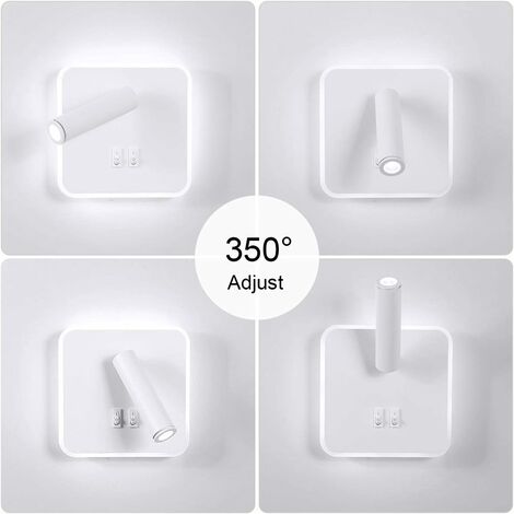 Lampada Da Parete LED Regolabile 350° - Faretto Lettura 5W 3000K Per Camera E Soggiorno | Cablata Con Interruttore - 11