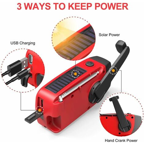 Manopola d'emergenza radio FM portatile FM / FM NOAA solare portatile con torcia a LED, 1150