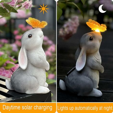 Statua Coniglio Ad Energia Solare Per Giardino - Luci Per Esterno, Ornamento Animali