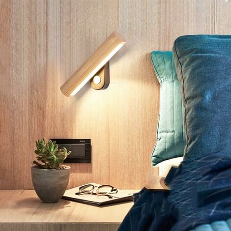 Applique a LED in legno per interni, applique orientabile a 360° con  interruttore, lampada da