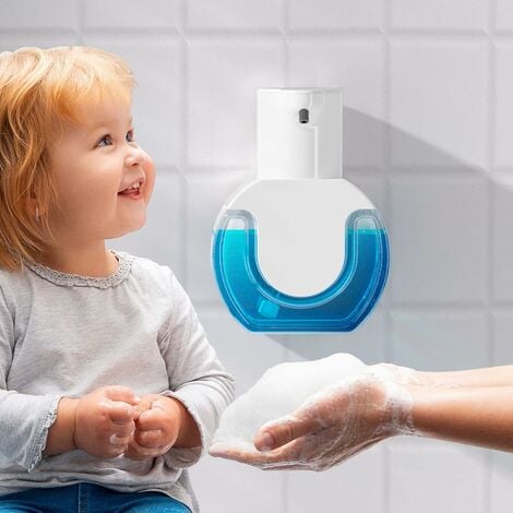 Dispenser di sapone automatico, set di dispenser di sapone da parete da 420  ml, ricaricabile tramite USB con sensore di movimento a infrarossi, adatto