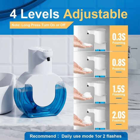Dispenser di sapone automatico, set di dispenser di sapone da parete da 420  ml, ricaricabile tramite