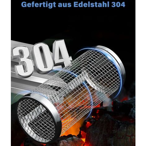 Cestino Grigliare Rotante In Acciaio Inox - Per Verdure, Pesce E Patate - Ideale Per Campeggio E Picnic - Foto 5