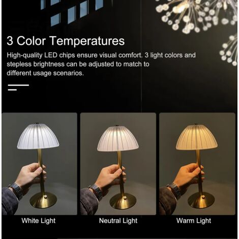 JACKYLED Lampada Da Tavolo LED Ricaricabile 5000 MAh - Altezza Regolabile 3 Livelli, 3 Temperature Colore Dimmerabili, CRI 97, Impermeabile, Per Esterni E Interni - 5