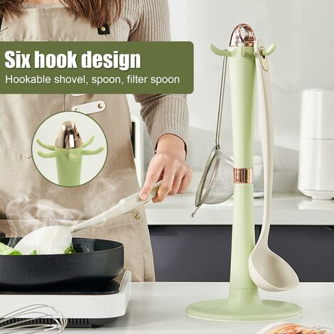 Gancio per utensili da cucina rotante a 360° - Per mensola girevole Ganci  per barre Conservare cucchiai, mestoli, pinze-gadget Spatola fissa,  Organizer per fruste per casa, camera da letto, ufficio