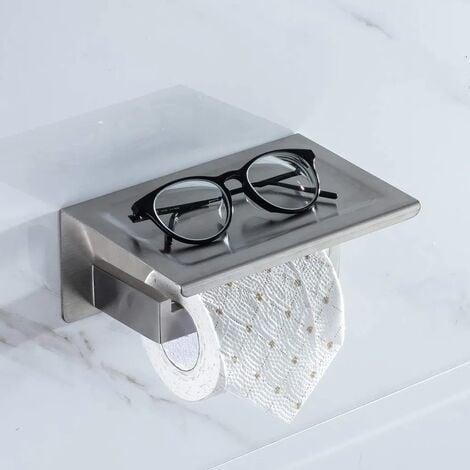 Portarotolo Carta Igienica Con Ripiano - Dispenser Da Bagno In Acciaio Inox, Autoportante, Contiene 4 Rotoli - Foto 2