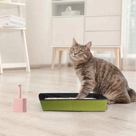 Lettiera Per Gatti Con Bordo Staccabile 49x38x23 Cm - Grigia, Con Paletta, Facile Da Pulire - Foto 12