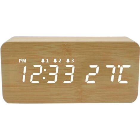 Sveglia digitale in legno effetto legno 3D LED orologio da parete digitale orologio da parete data temperatura 12h 24h sveglia USB camera da letto ufficio orologio dimmerabile Retoo