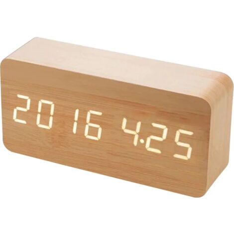 Sveglia digitale in legno effetto legno 3D LED orologio da parete digitale orologio da parete data temperatura 12h 24h sveglia USB camera da letto ufficio orologio dimmerabile Retoo